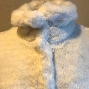 Faux Fur White Coat. Size 6